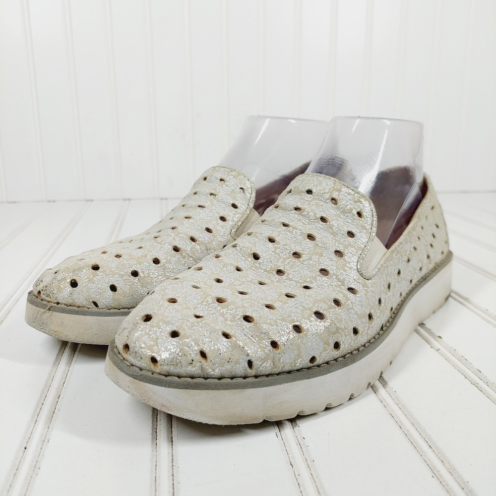 Johnston & Murphy Gray Laser Cut Leather Elastic Gore Loafers Sneakers E966 - Picture 2 of 14
